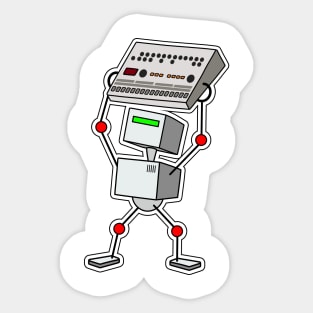 Robot Holding Synth (Small) Sticker